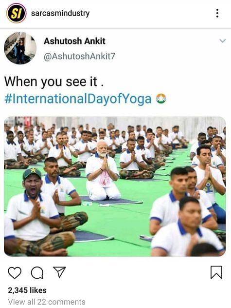 International Yoga Day meme with Sarfaraz Ahmed. Picture credit: sarcasmindustry