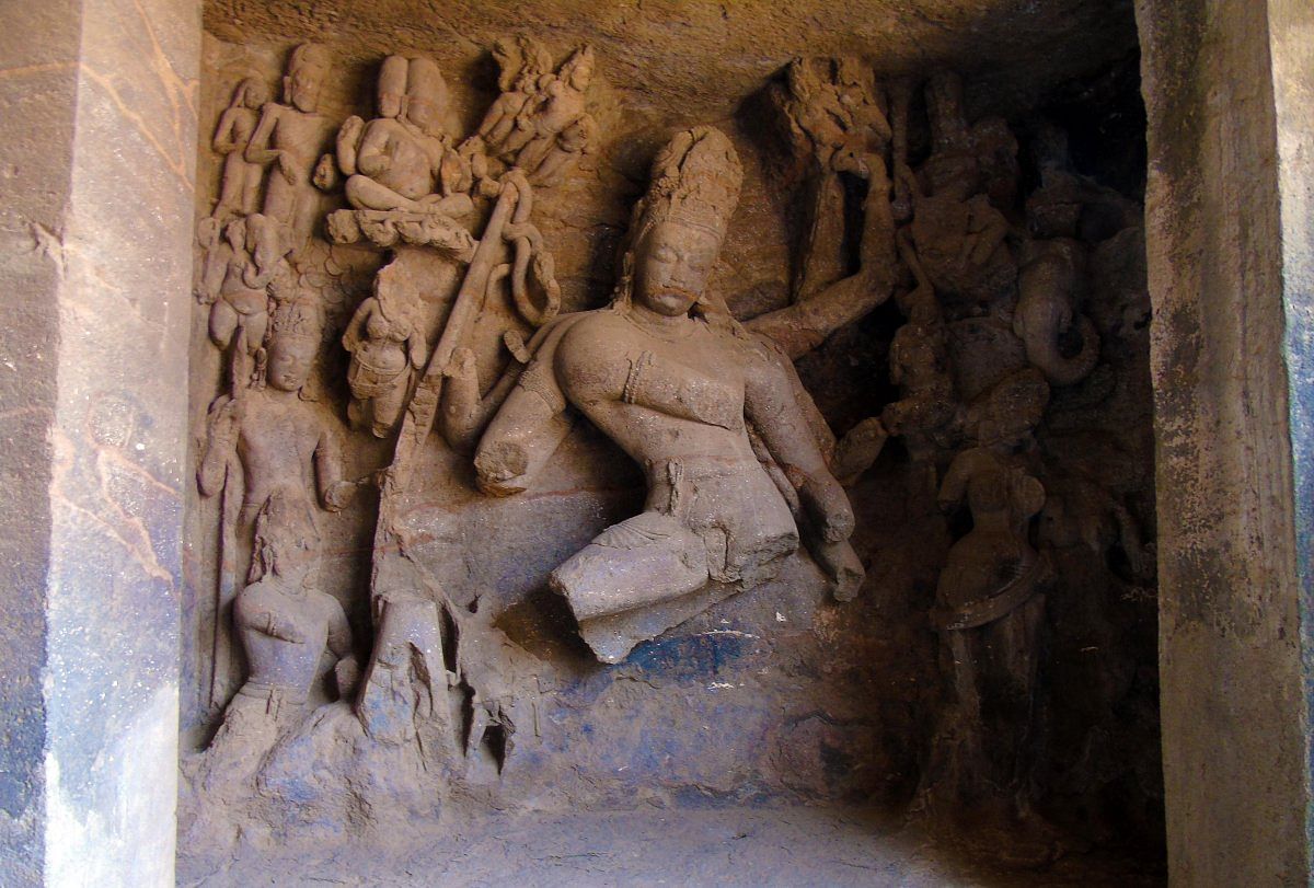 Sculptures destroyed by Portuguese at Elephanta Caves
