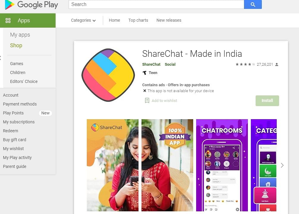 ShareChat app on Google Play (screen-grab)