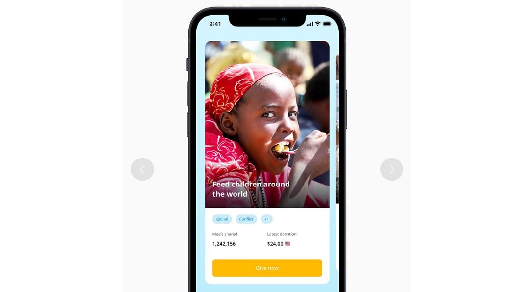 The United Nations World Food Programme’s ShareTheMeal app. Credit: Apple