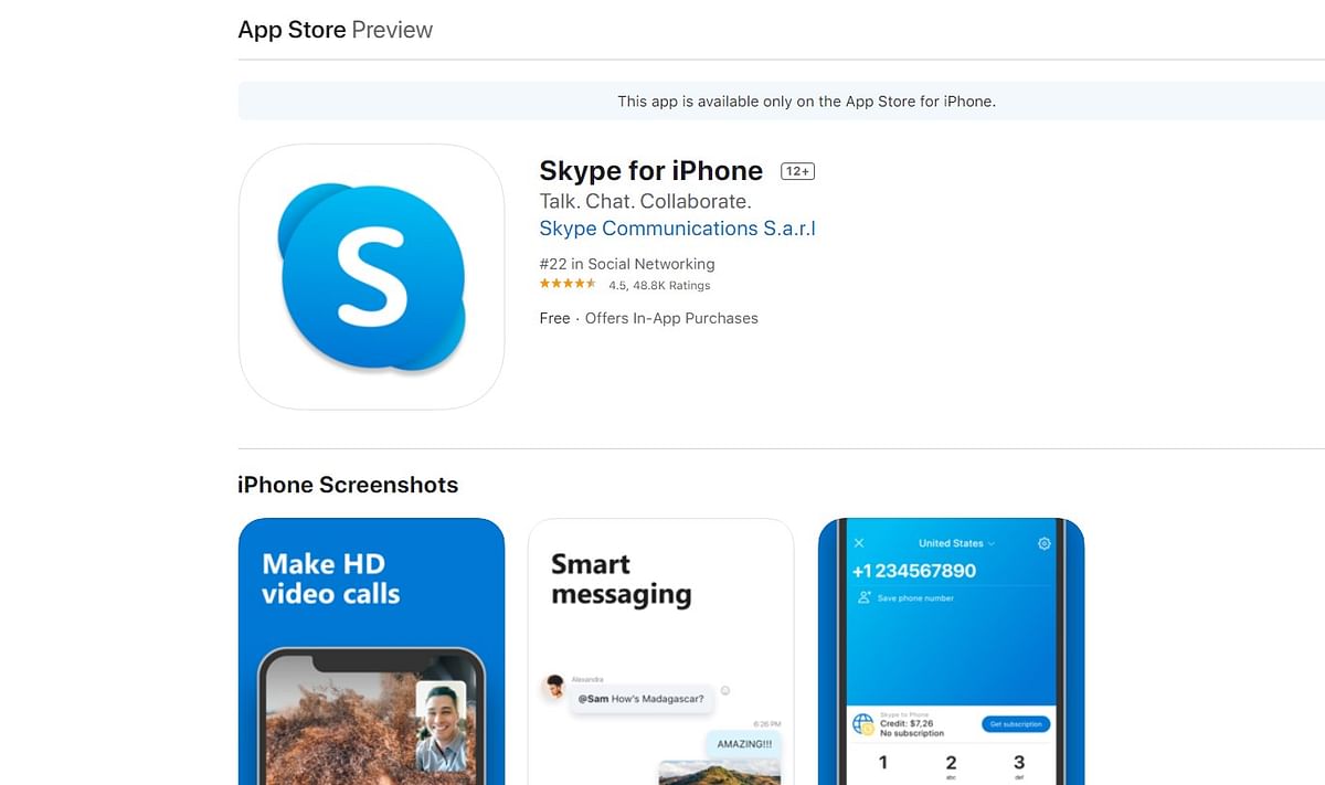 Skype for iPhone (screen-grab)