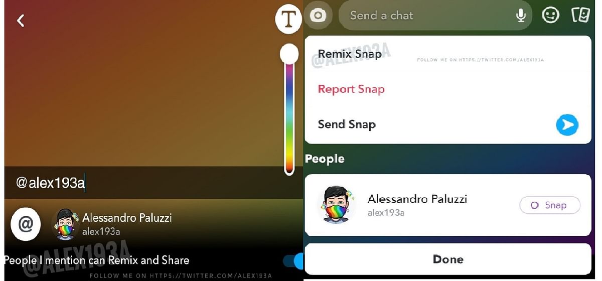 New Remix feature tested on Snapchat ( Credit: Alessandro Paluzzi)