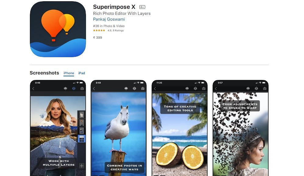 Superimpose X on Apple App Store (screen-grab)