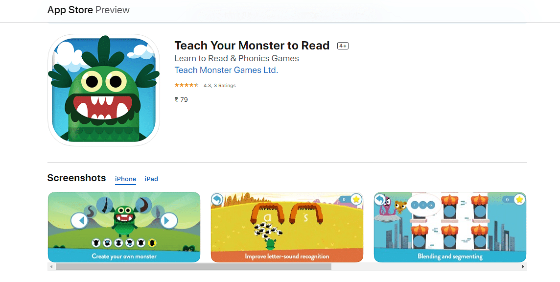 Teach Your Monster to Read (by Teach Monster Games Ltd.) on Apple App Store (screen-shot)