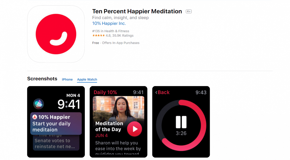 Ten Percent Happiness; picture credit: Apple App Store