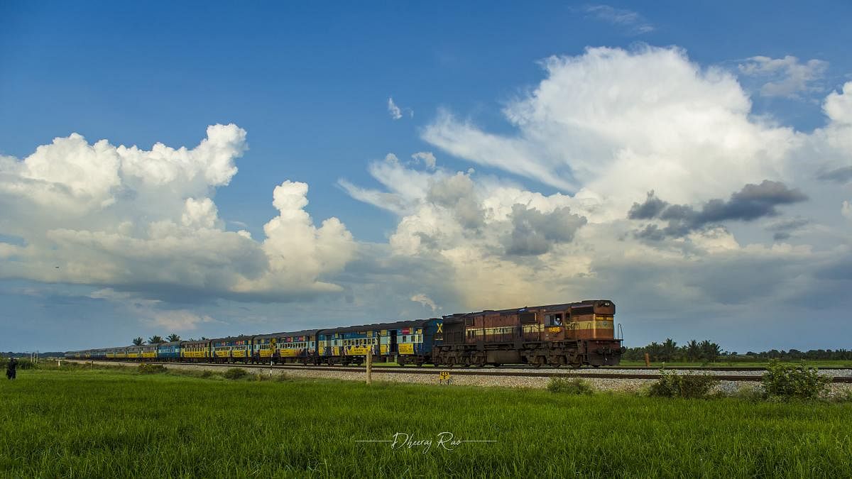 The Chalukya Express at Birur clicked by Dheeraj Rao.