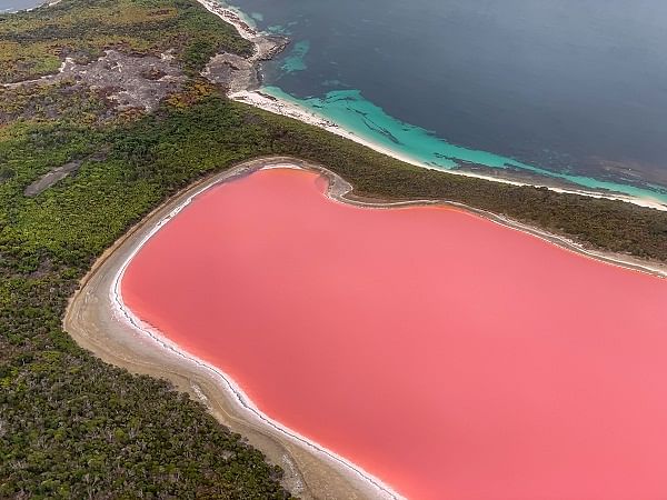 The striking bubble-gum pink waters of Lake Hillier