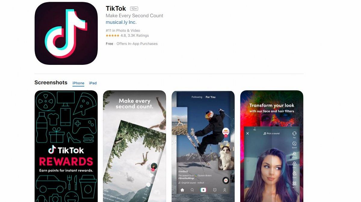 TikTok app on Apple App Store