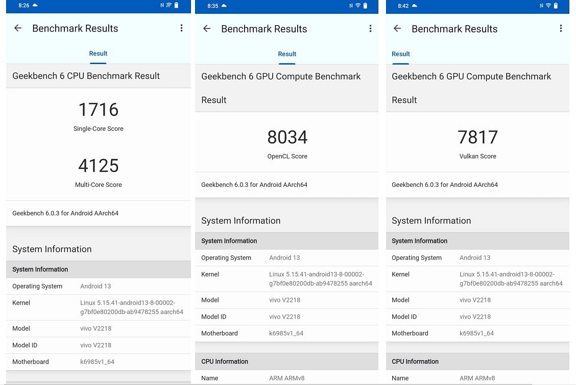 Vivo X90's CPU and GPU performance score on Geekbench 6.0.