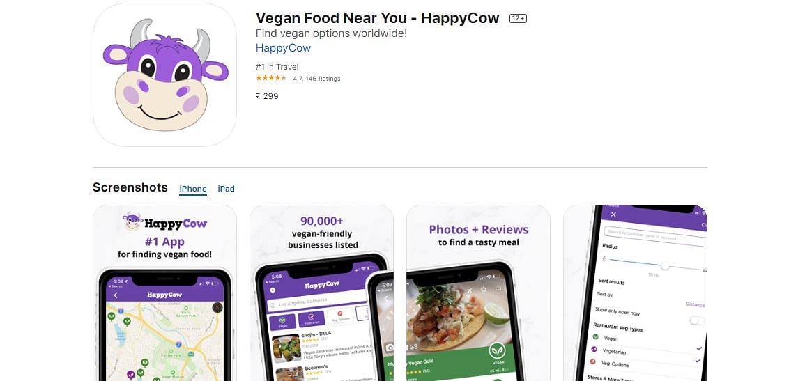 Vegan Food Near You - HappyCow on Apple App Store (screen-shot)