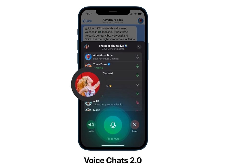 Voice Chats can be listened live by millions of users. Credit: Telegram