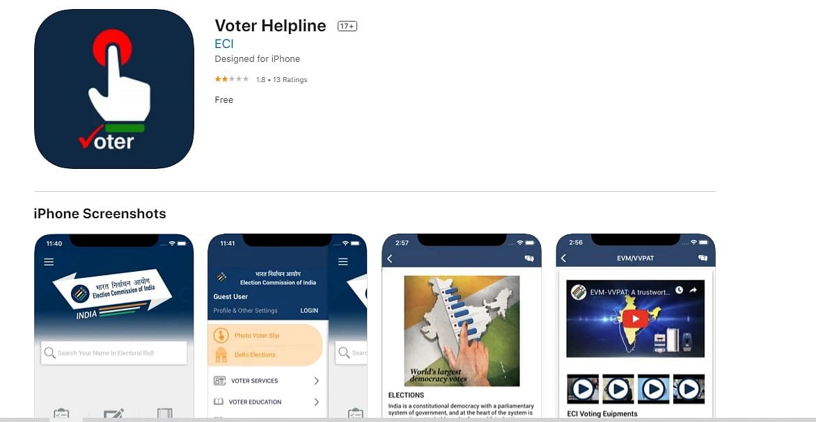 Voter Helpline app on Apple App Store (screen-grab).