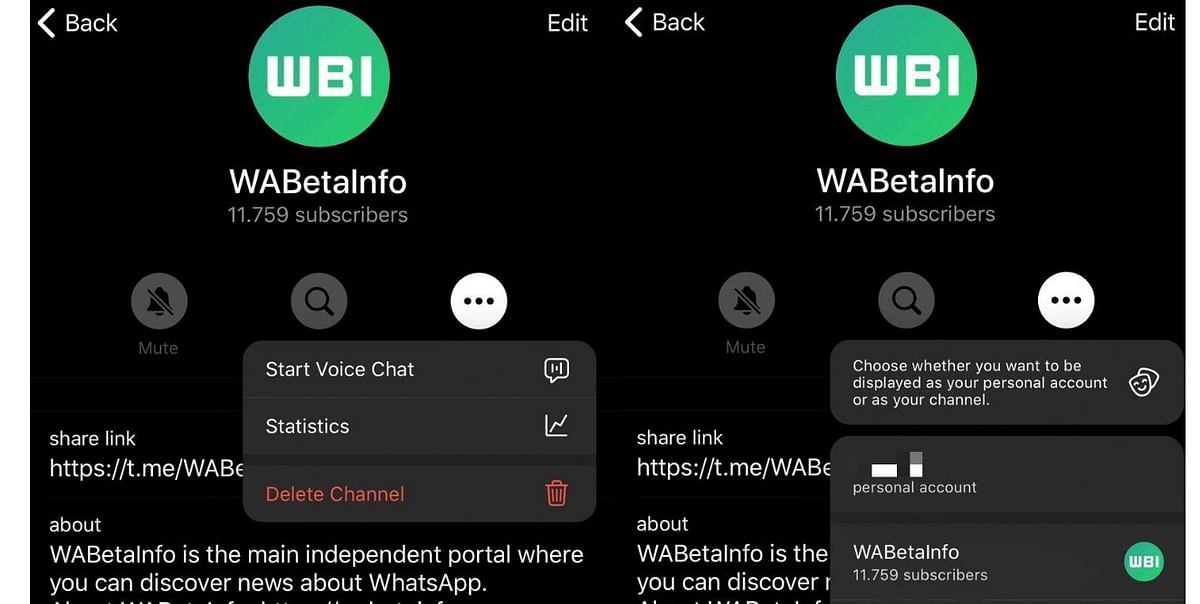 Telegram testing Voice Chat feature. Credit: WABeta Info