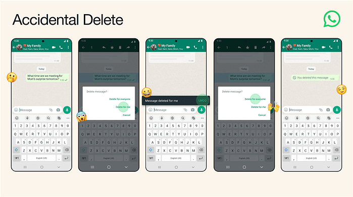 The 'Accidental Delete' feature finally arrives on the messenger apps. Credit: WhatsApp India