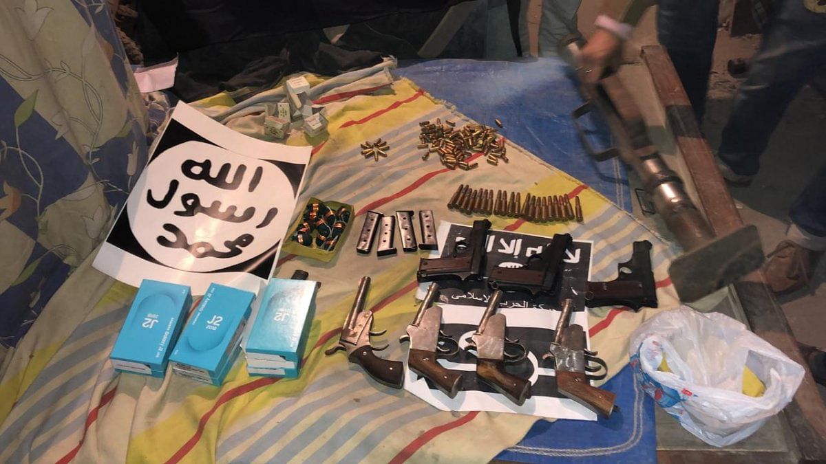 Explosives, country-made rocket launcher, 100 mobiles, 135 SIM cards, laptops and memory cards and Rs 7.5 lakh in cash were recovered during the searches.