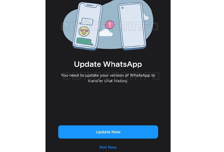WhatsApp beta version shows cross-platform chat history transfer option. Credit: WABetaInfo