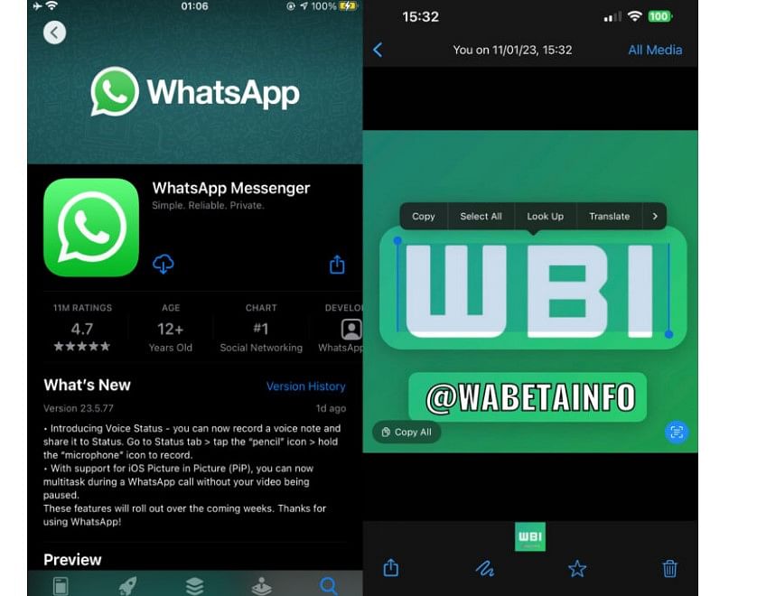 WhatsApp to release a feature to copy text from images. Credit: WABetaInfo