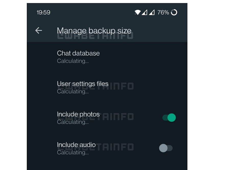 WhatsApp to offer an option to users to manage the backup size. Credit: WABetaInfo