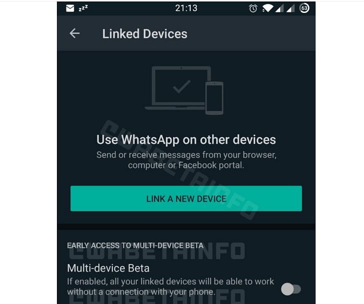 Multi-device support on WhatsApp. Credit: WABetaInfo