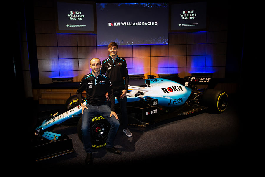 Kubica (L) and Russell with the Williams FW42 car. Picture credit: Williams Racing