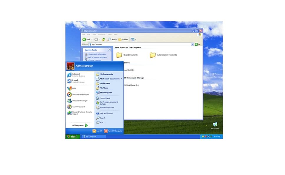 Windows XP home screen page. Credit: Creative Commons/Wikipedia [Used with permission from Microsoft]