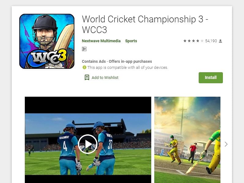 World Cricket Championship 3 - WCC3 on Google Play store.