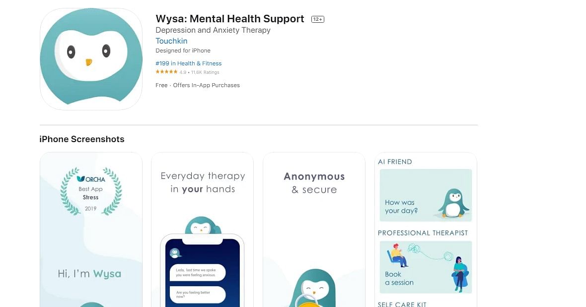 Wysa app on Apple App Store (screen-grab)