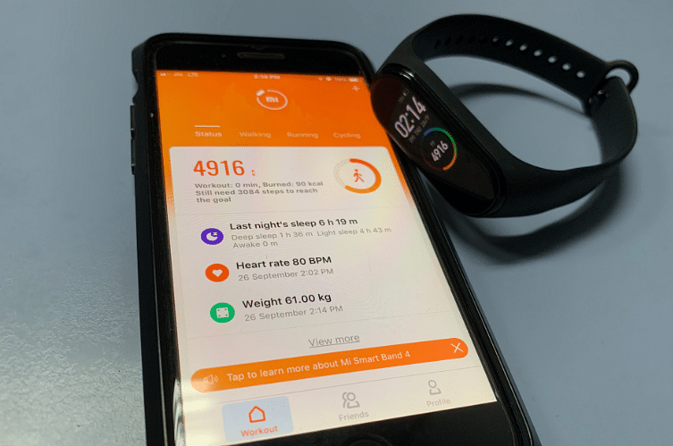 Mi Fit app on Apple iPhone with Mi Band 4 (DH Photo/Rohit KVN)