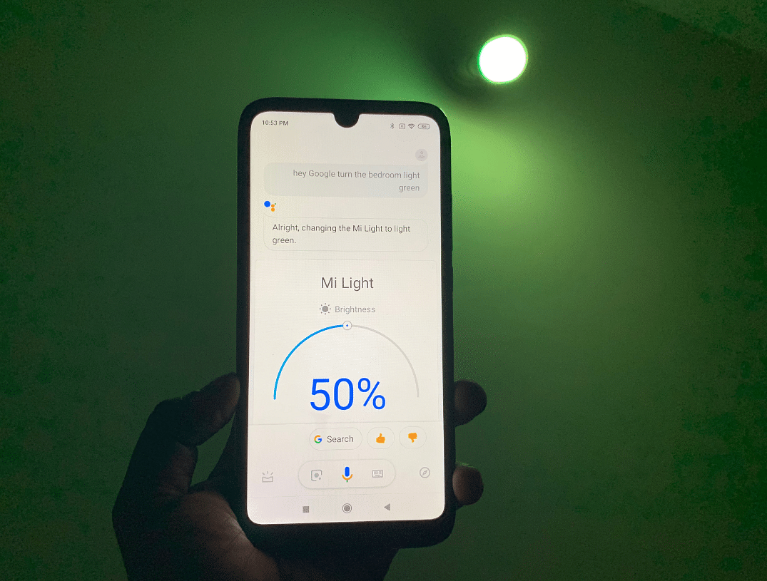 Xiaomi Mi LED smart bulb can be controlled using voice commands via Google Assistant and Amazon Alexa; Picture credit: DH Photo/KVN Rohit