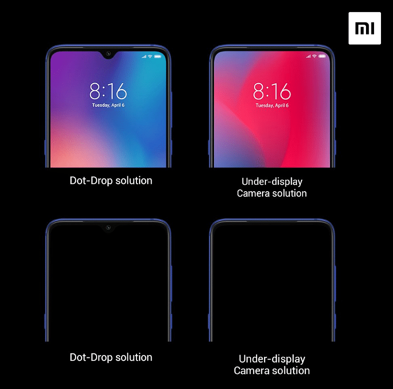 Comparison of phones with dot-notch display and under-display camera; Picture credit: Wang Xiang, senior vice president (global) Xiaomi/Twitter
