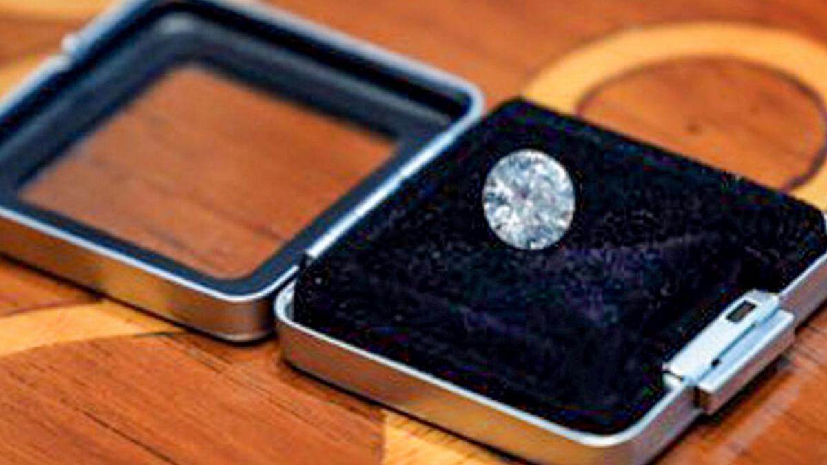 A 7.5-carat lab-grown diamond, gifted by Prime Minister Narendra Modi to US First Lady Jill Biden. Credit: PTI Photo