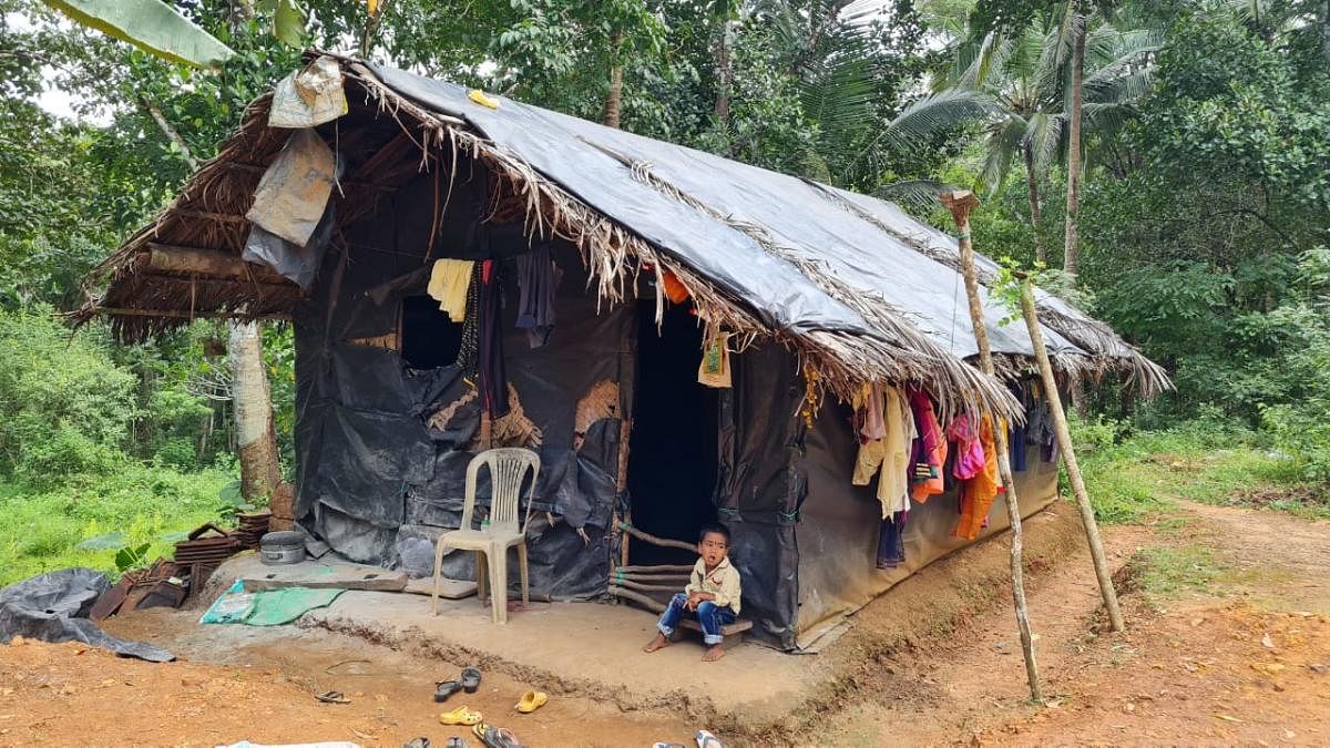 The hut where Mokshitha was residing at Irde-Bettampady. Credit: Special Arrangement