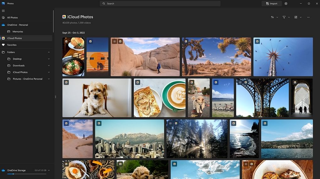 Apple iCloud photos library linked with Windows Photos app. Credit: Microsoft