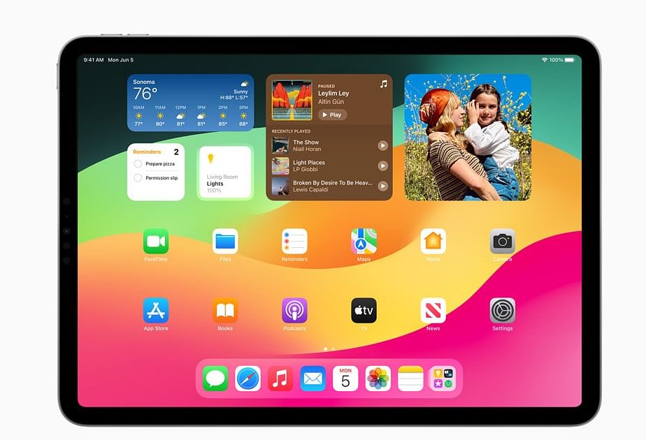 iPadOS 17 brings new widgets to the home screen. Credit: Apple