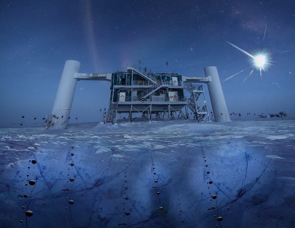 The surface facility for the IceCube experiment, which is located under nearly 1 mile (1.6 kilometers) of ice in Antarctica. IceCube suggests ghostly neutrinos don't exist, but a new experiment says they do.Credit: Courtesy of IceCube Neutrino Observatory