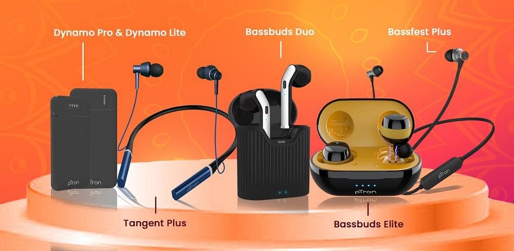 Newly launched earphones and earbuds. Credit: pTron