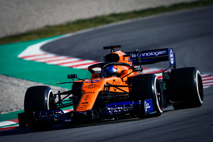 McLaren's Carlos Sainz testing in Barcelona. Picture credit: McLaren Racing
