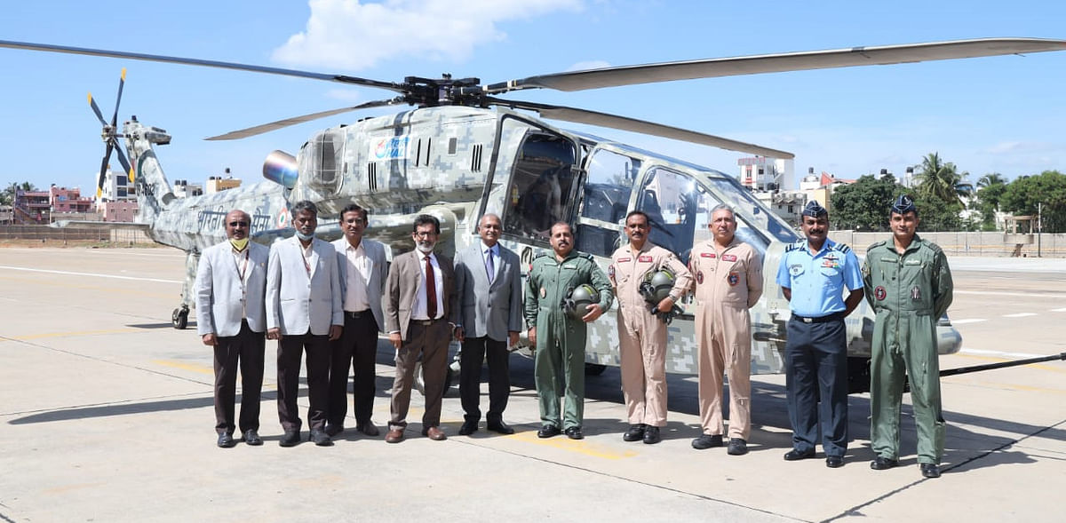 Air Chief Marshal R K S Bhadauria reviews LCH programme during sortie