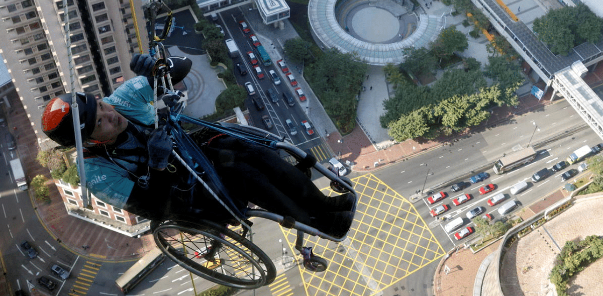 He climbed 800 feet in wheelchair, Hong Kong watched in awe