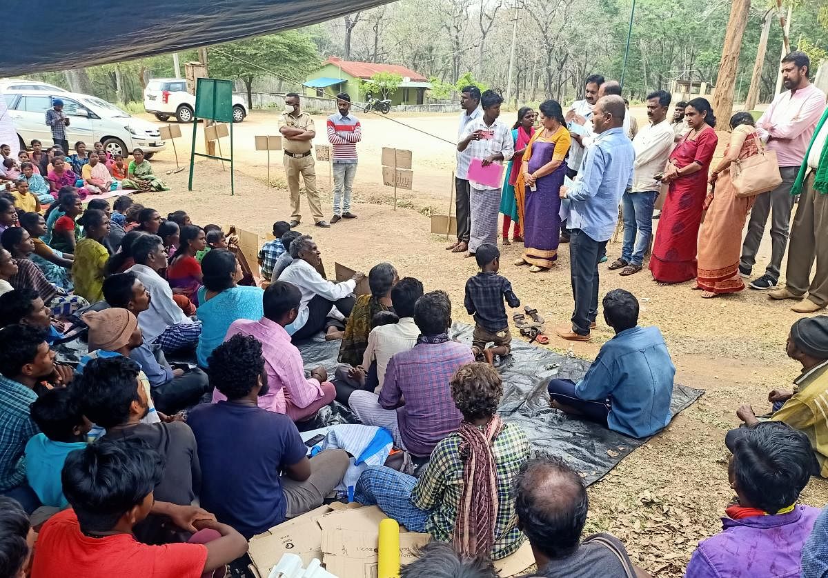 Tribal community protests demanding forest rights