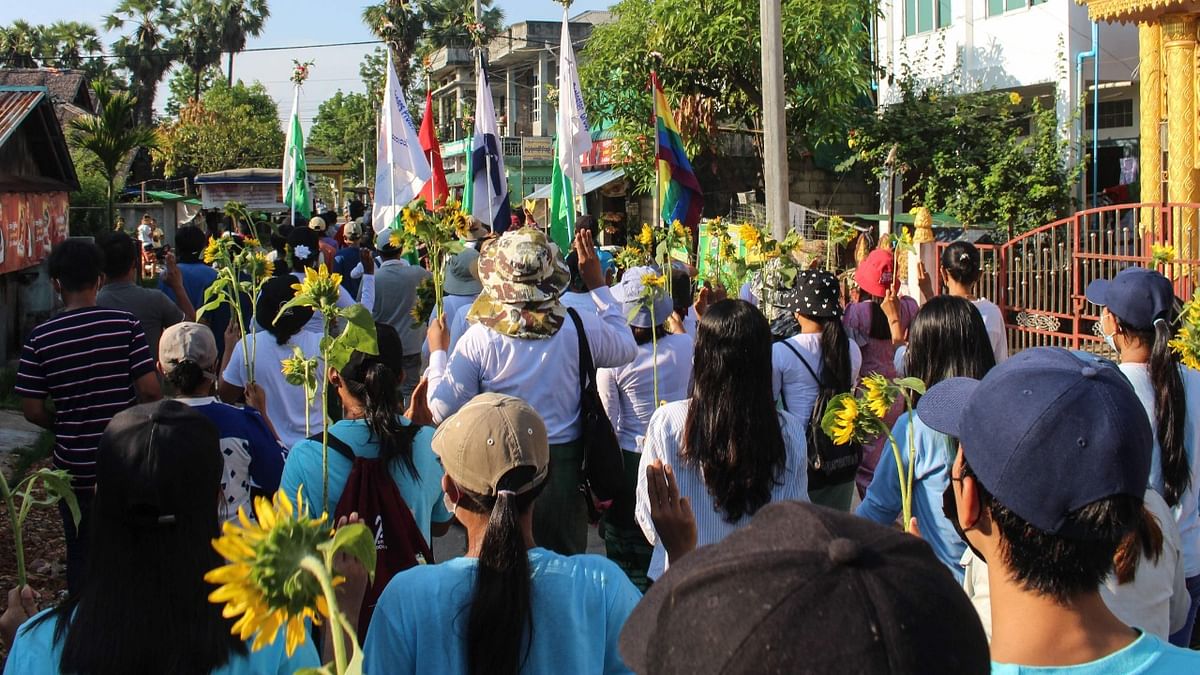 Myanmar sees 'blue shirt' protests over detentions, junta outlaws National Unity Government