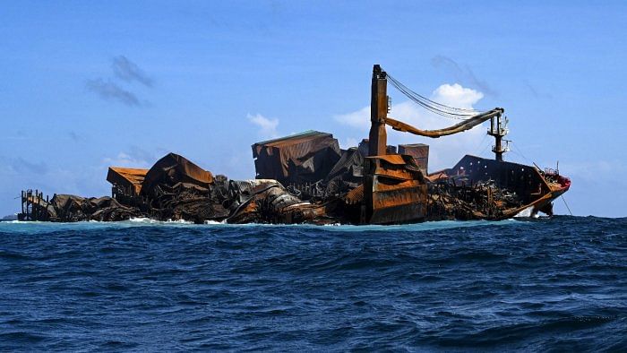 Data recovered from fire-stricken ship sinking off Sri Lanka