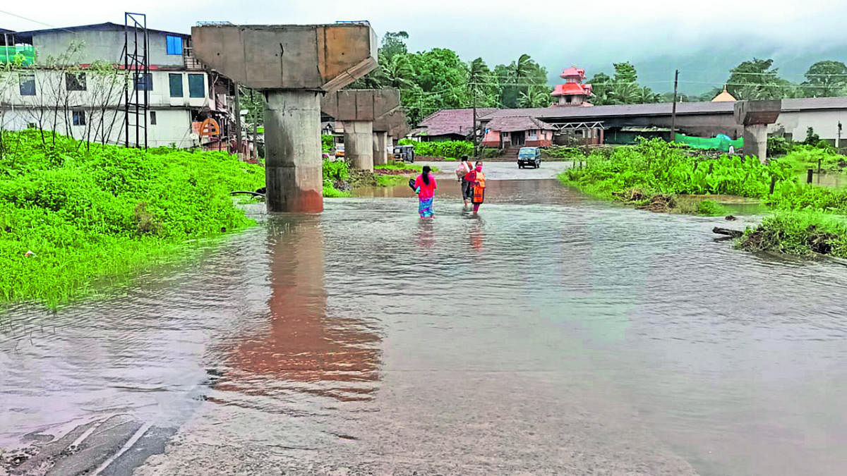 Triveni Sangama in Bhagamandala inundated