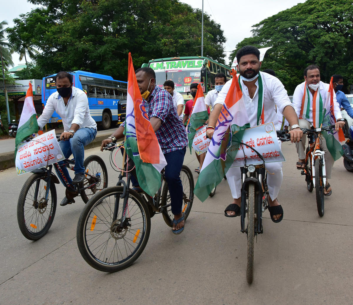 Fuel price hike: Cong holds cycle rally, CPM stages protest