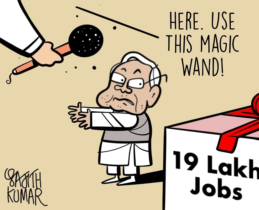 DH Toon | Nitish waves magic wand, a 19-lakh-job spell