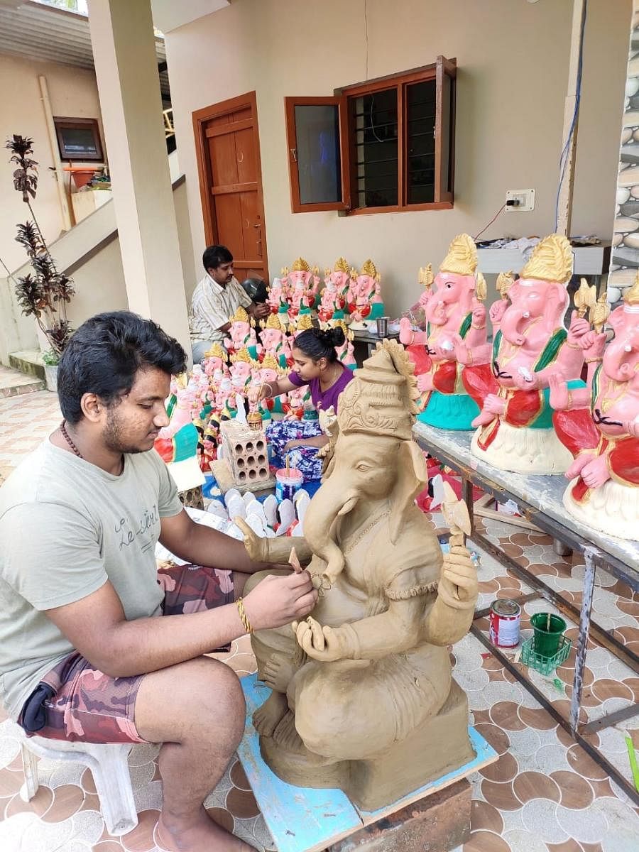 Eco-friendly Ganesha idols being readied for Ganeshothsava