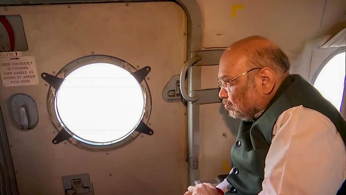 Amit Shah conducts aerial survey of rain-ravaged areas of Uttarakhand; relief, rescue ops continue