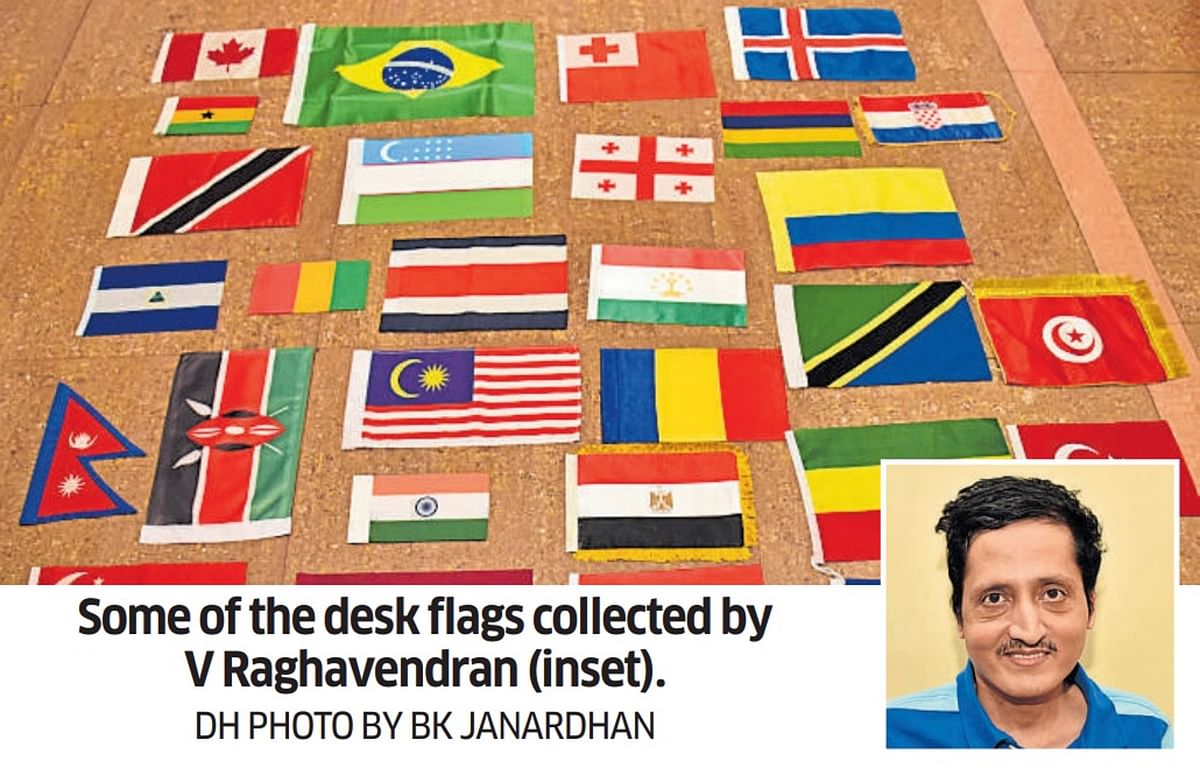 Unique collection of desk flags used by diplomats