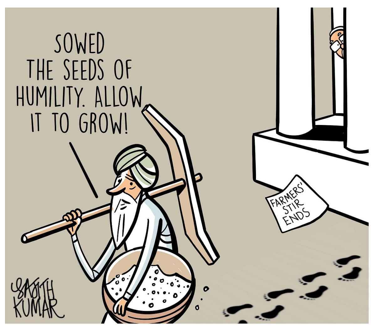 DH Toon | Farmers sow seeds of humility, end year-long agitation