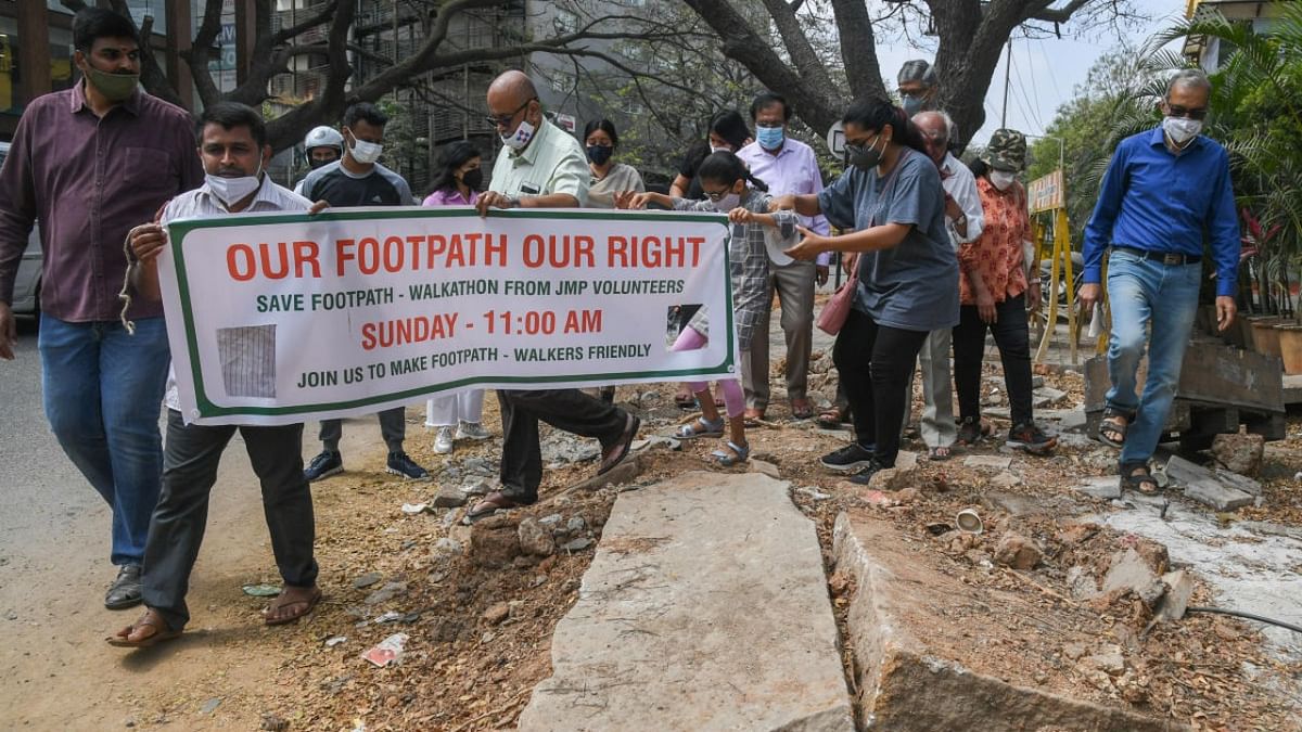 Bengaluru: Jayanagar residents march to reclaim footpaths